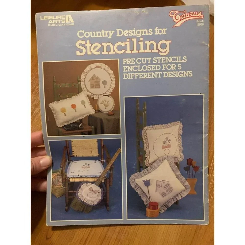 Vintage 1983 Country Designs for Stenciling Craft Book with Stencils by Leisure